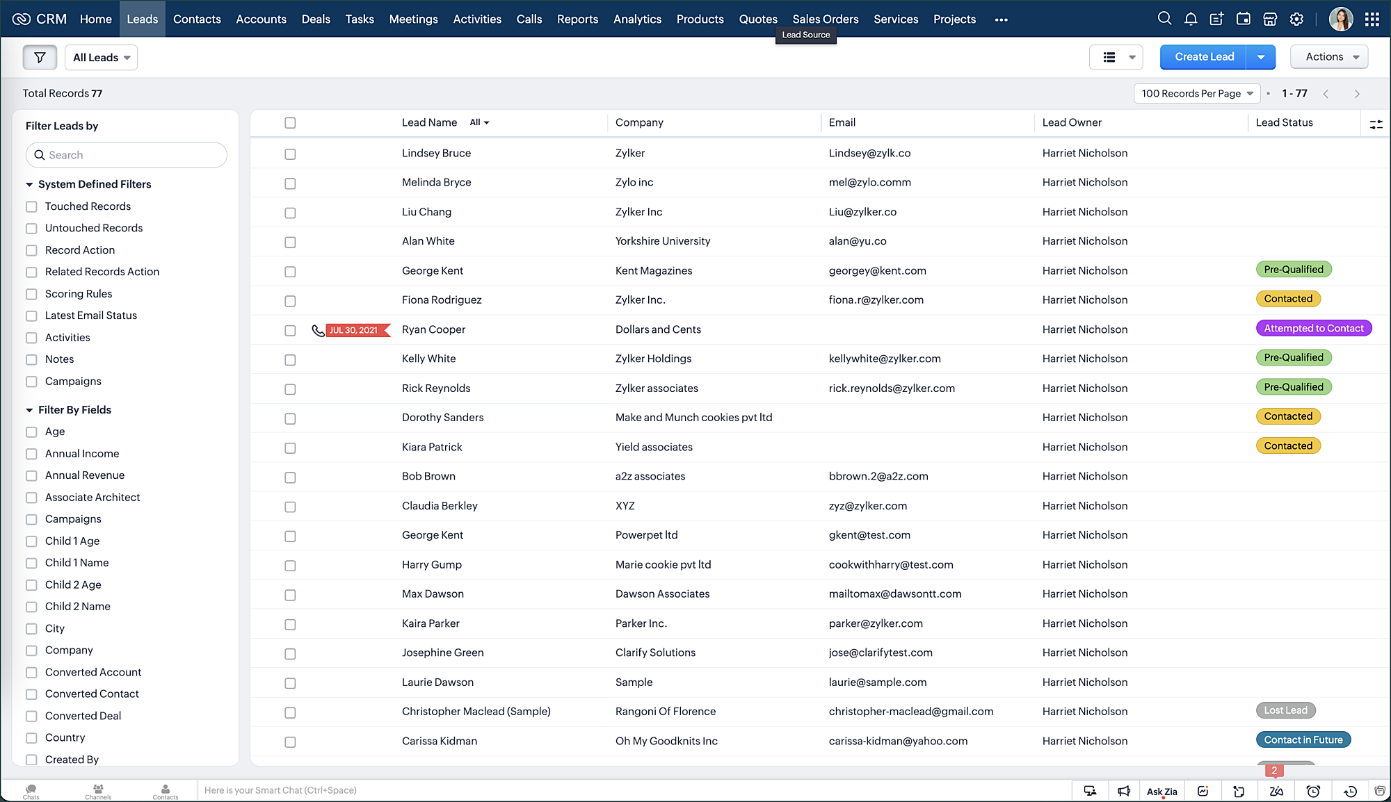 zoho one UI